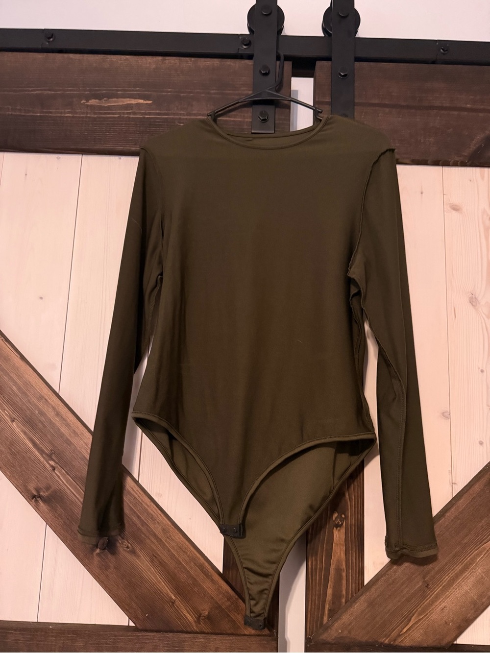 Kids Olive Green Long-Sleeve One-Piece Bodysuit